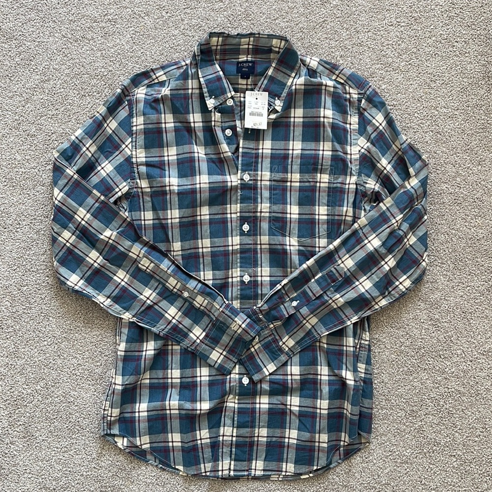 NWT J. Crew Factory Mens Plaid Long Sleeve Button Down Size Small